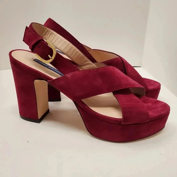 STUART WEITZMAN Jerry Suede Heeled Sandals Size 9 NWT - Picture 7 of 11